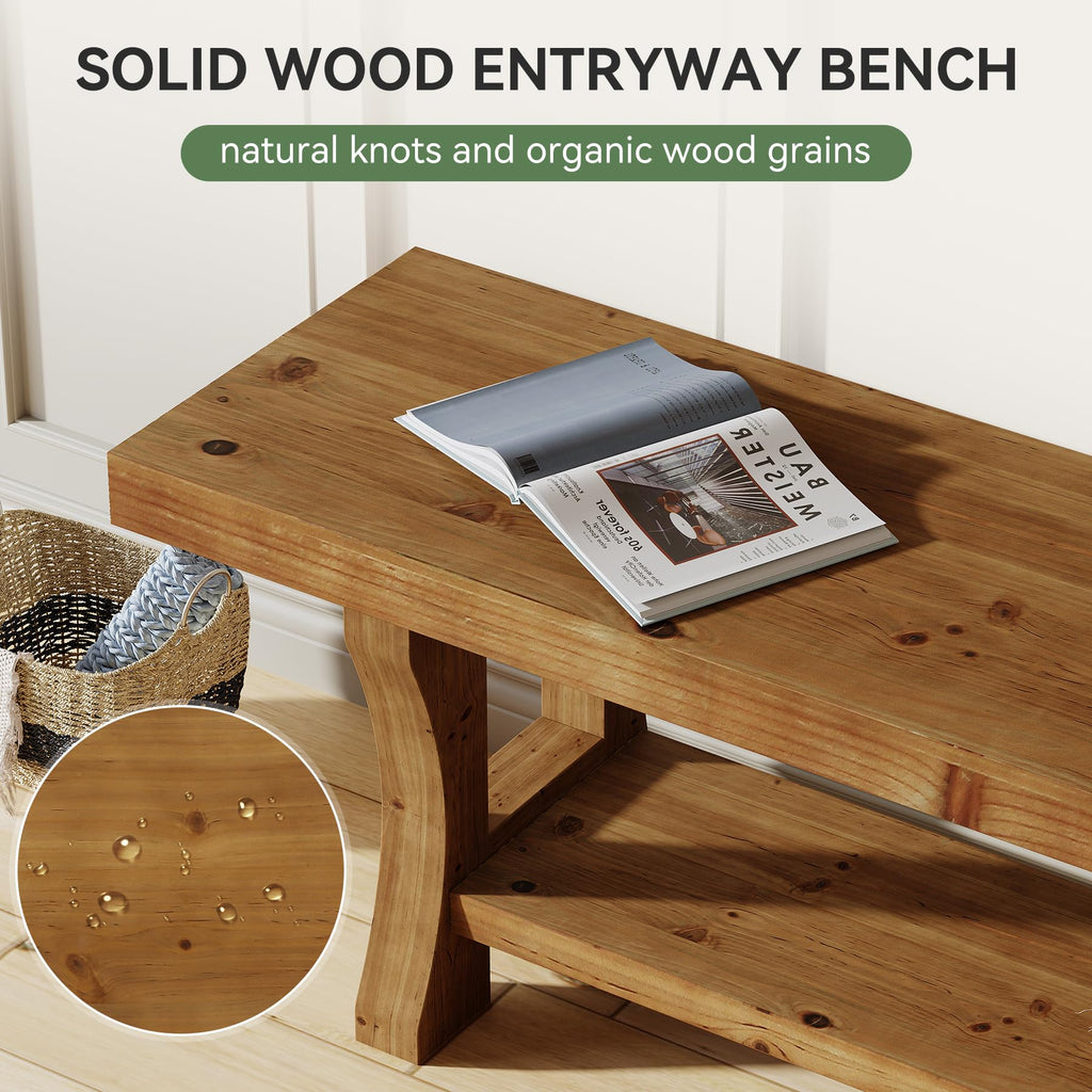 Brown Solid Wood Entryway Bench W98065