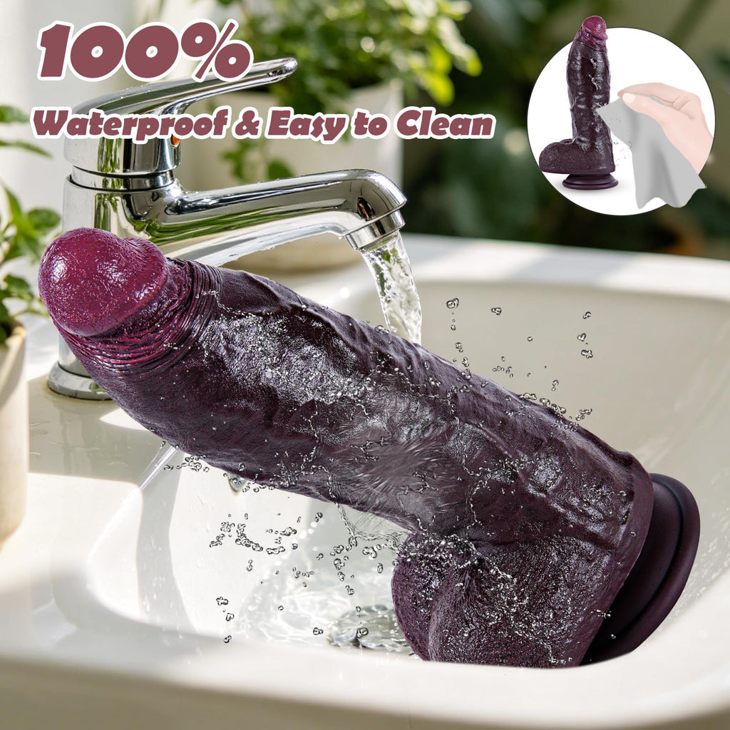9.7" Dual Density Black Dildo with Suction Cup N923