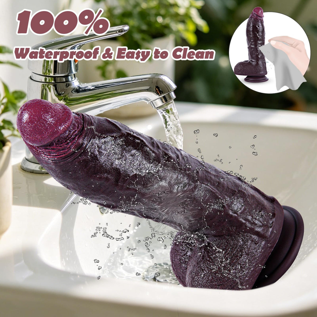 9.7" Dual Density Black Dildo with Suction Cup N923