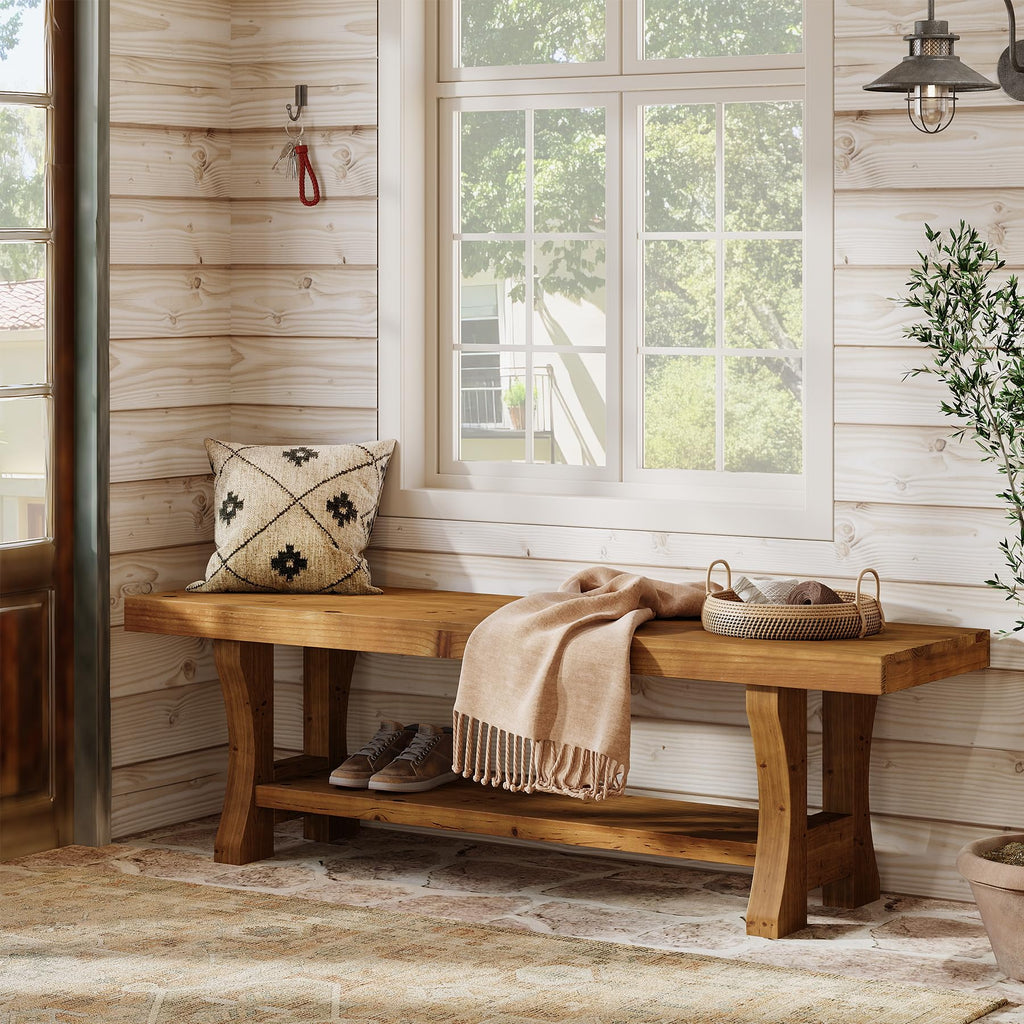 Brown Solid Wood Entryway Bench W98065