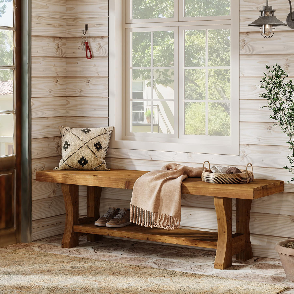 Brown Solid Wood Entryway Bench W98065
