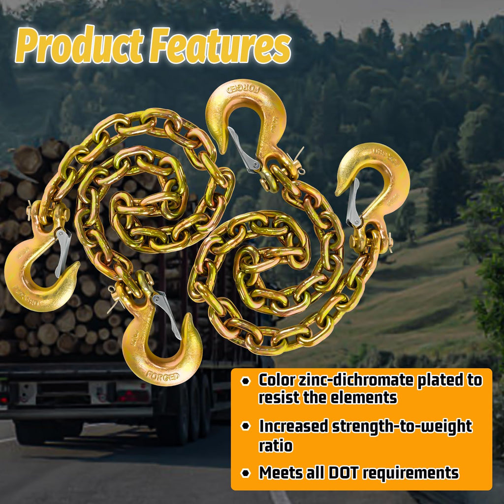 3/8"x36" Galvanized Trailer Safety Chains with Hooks, 2-Pack B678326