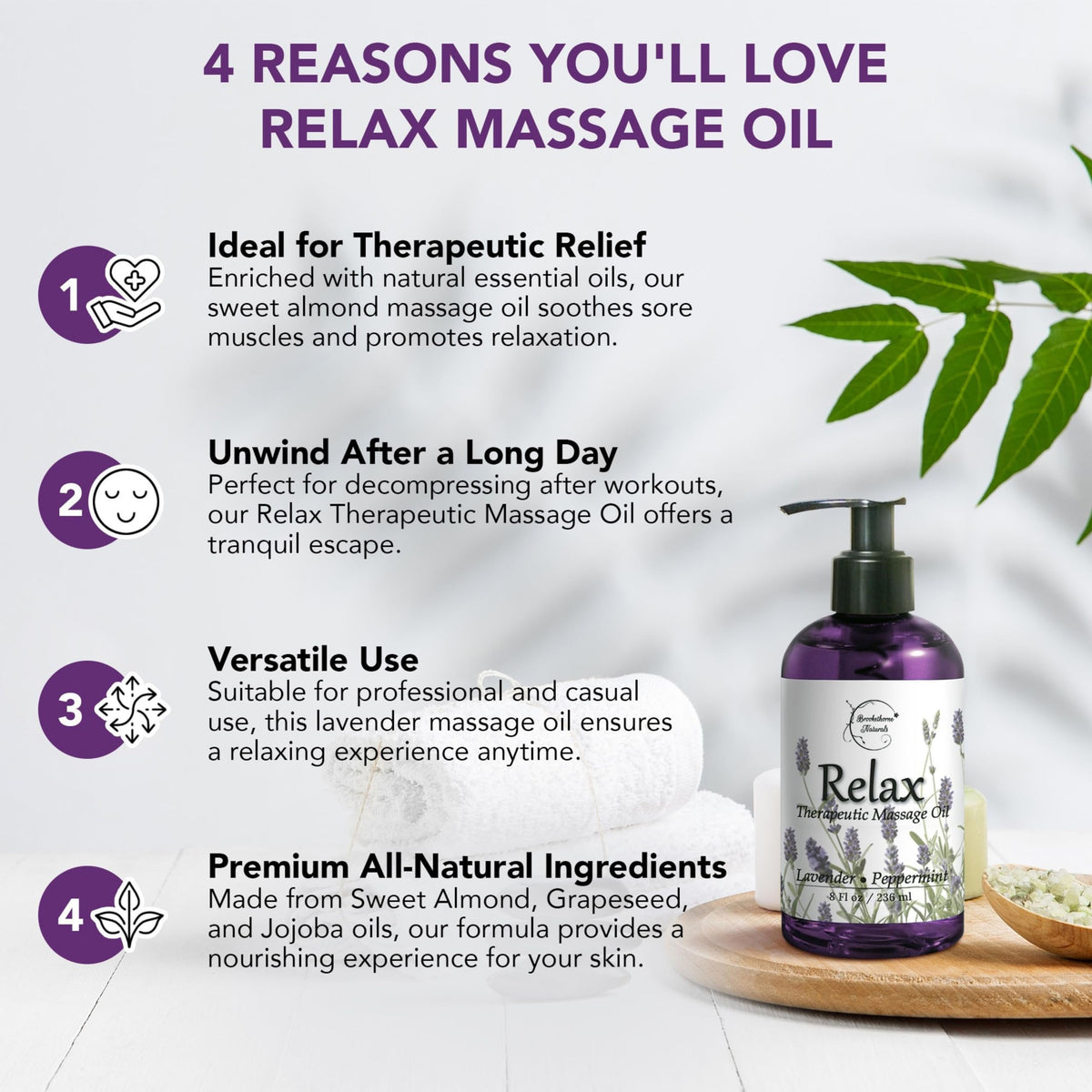 Lavender Peppermint Marjoram Body Massage Oil 8oz Y814