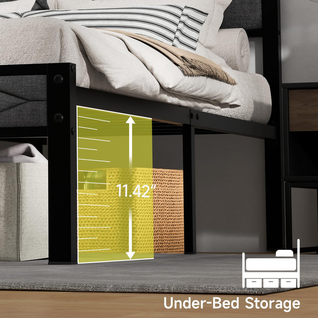 Full Size Upholstered Bed Frame Grey Q573