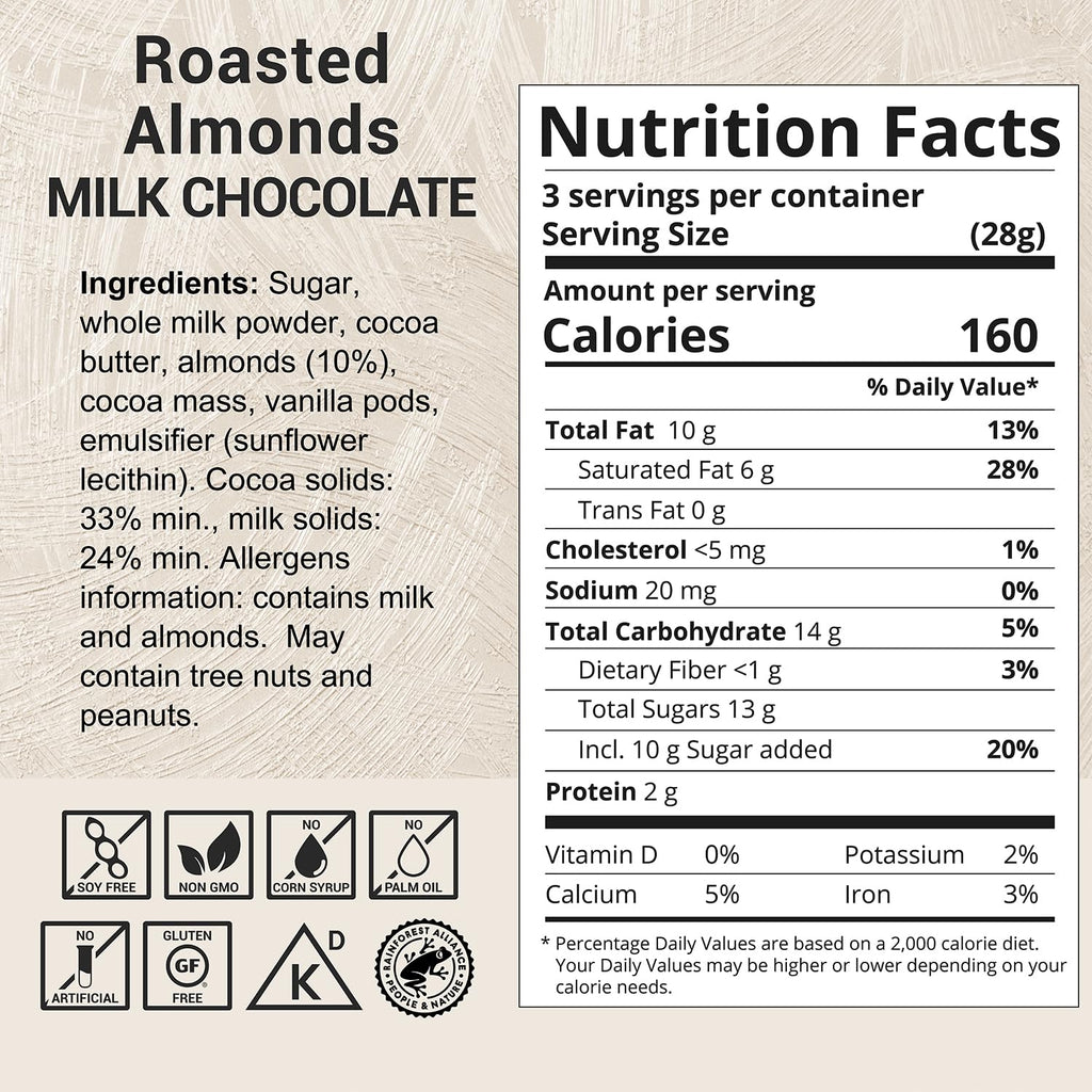Milk Chocolate Bar with Almonds 3 oz 2 Pack T138565