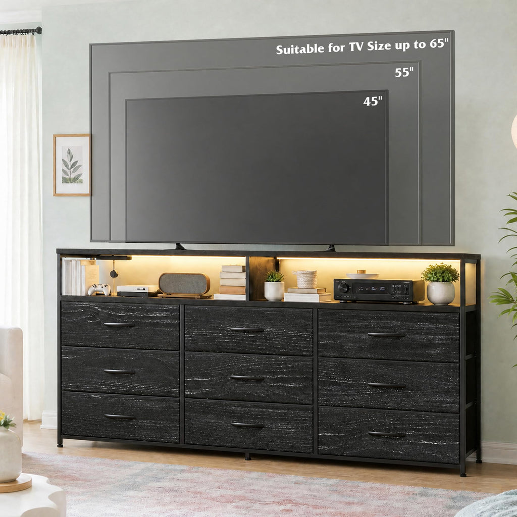Black 9 Drawer Dresser G289