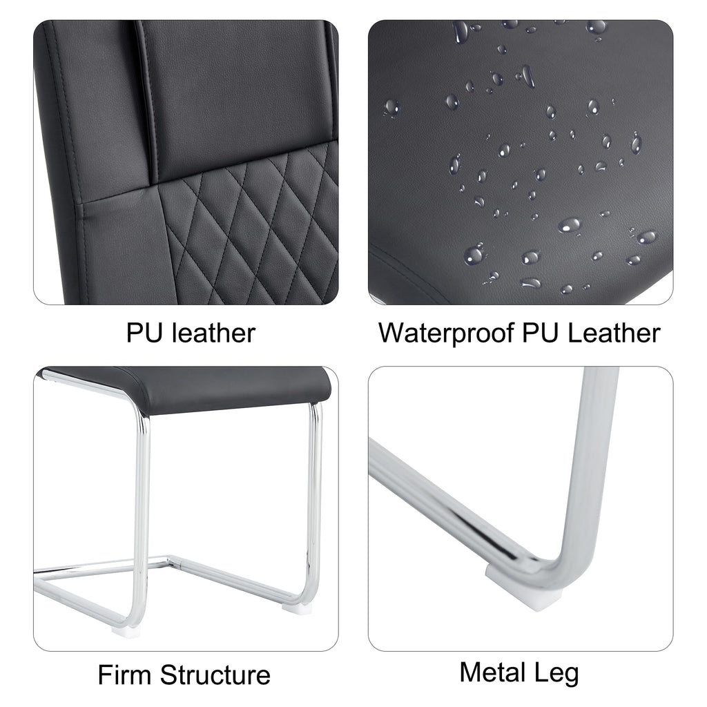 Black Faux Leather Dining Chairs Set 6 G481675