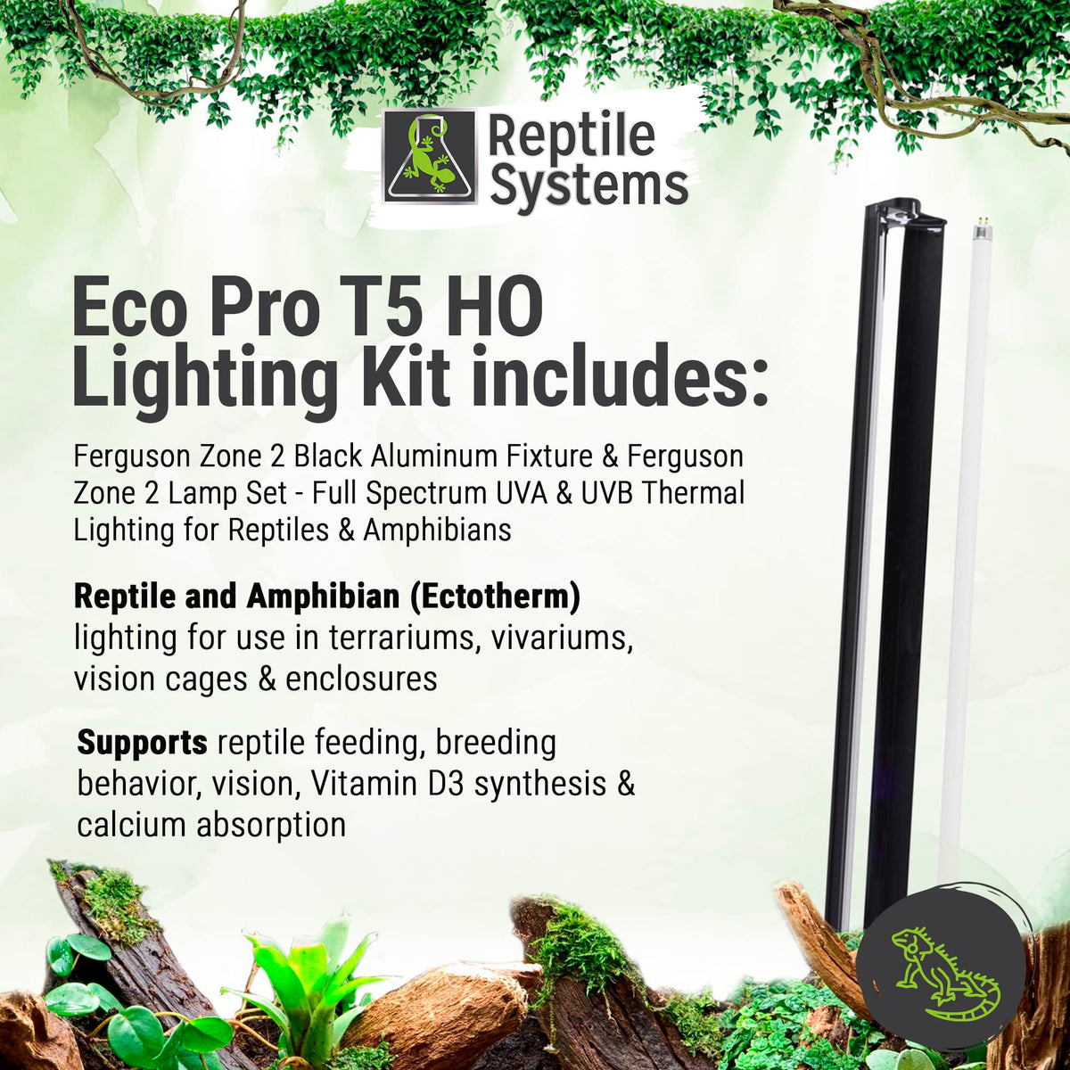 36in 39w Reptile Lighting Kit with Reflector H68380