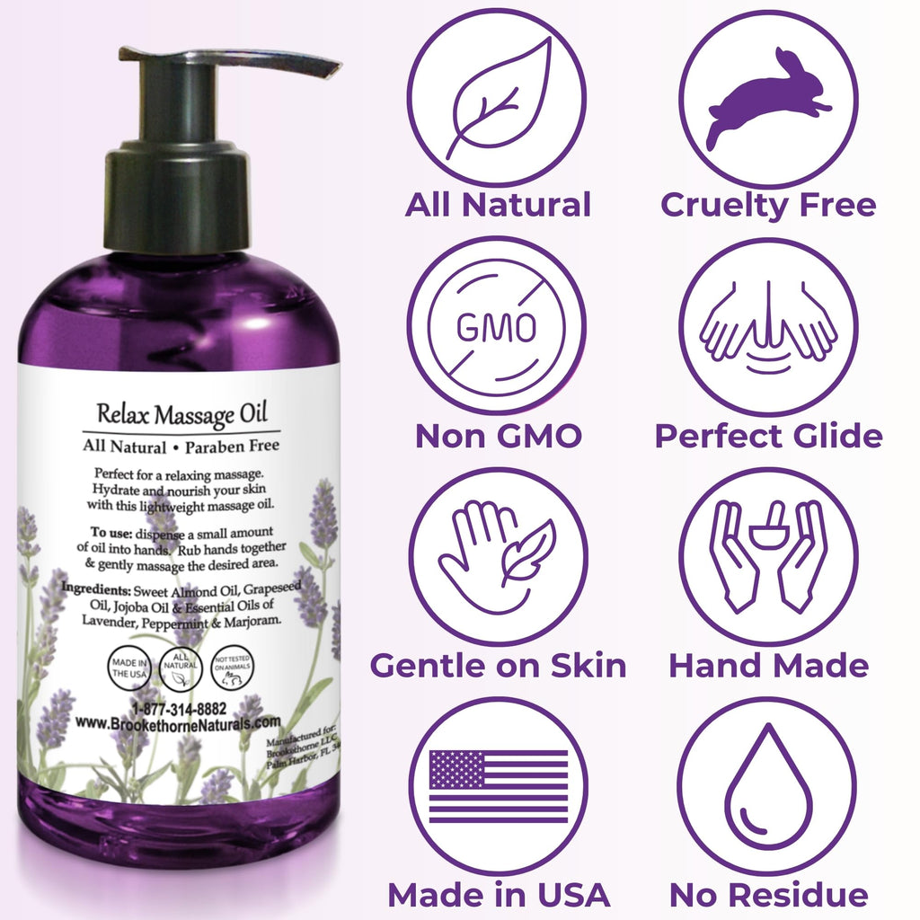 Lavender Peppermint Marjoram Body Massage Oil 8oz Y814