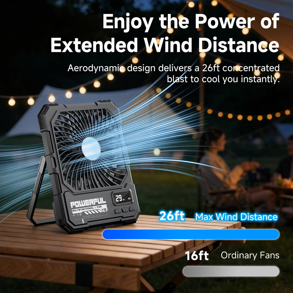 20000mAh Rechargeable Battery Powered Fan with LED Light P9864