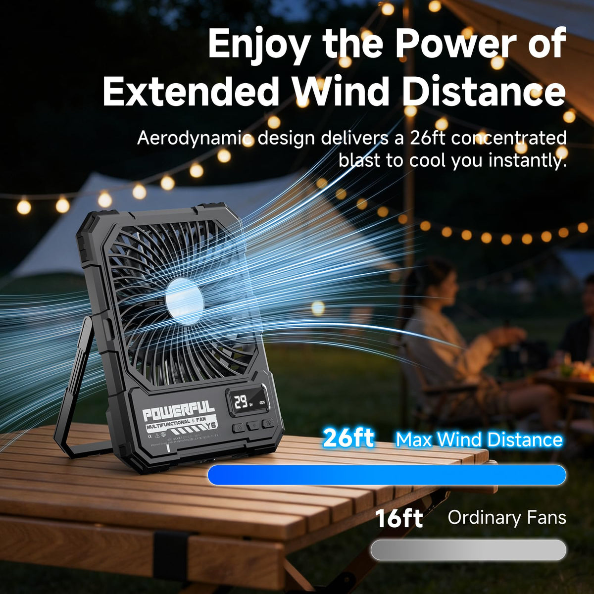 20000mAh Rechargeable Battery Powered Fan with LED Light P9864