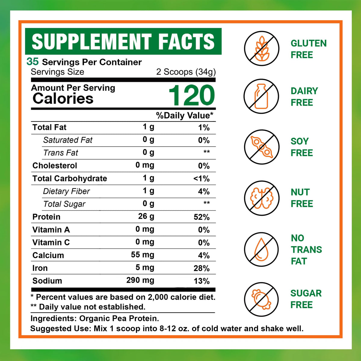 Organic Pea Protein Powder 2.62lbs I13550