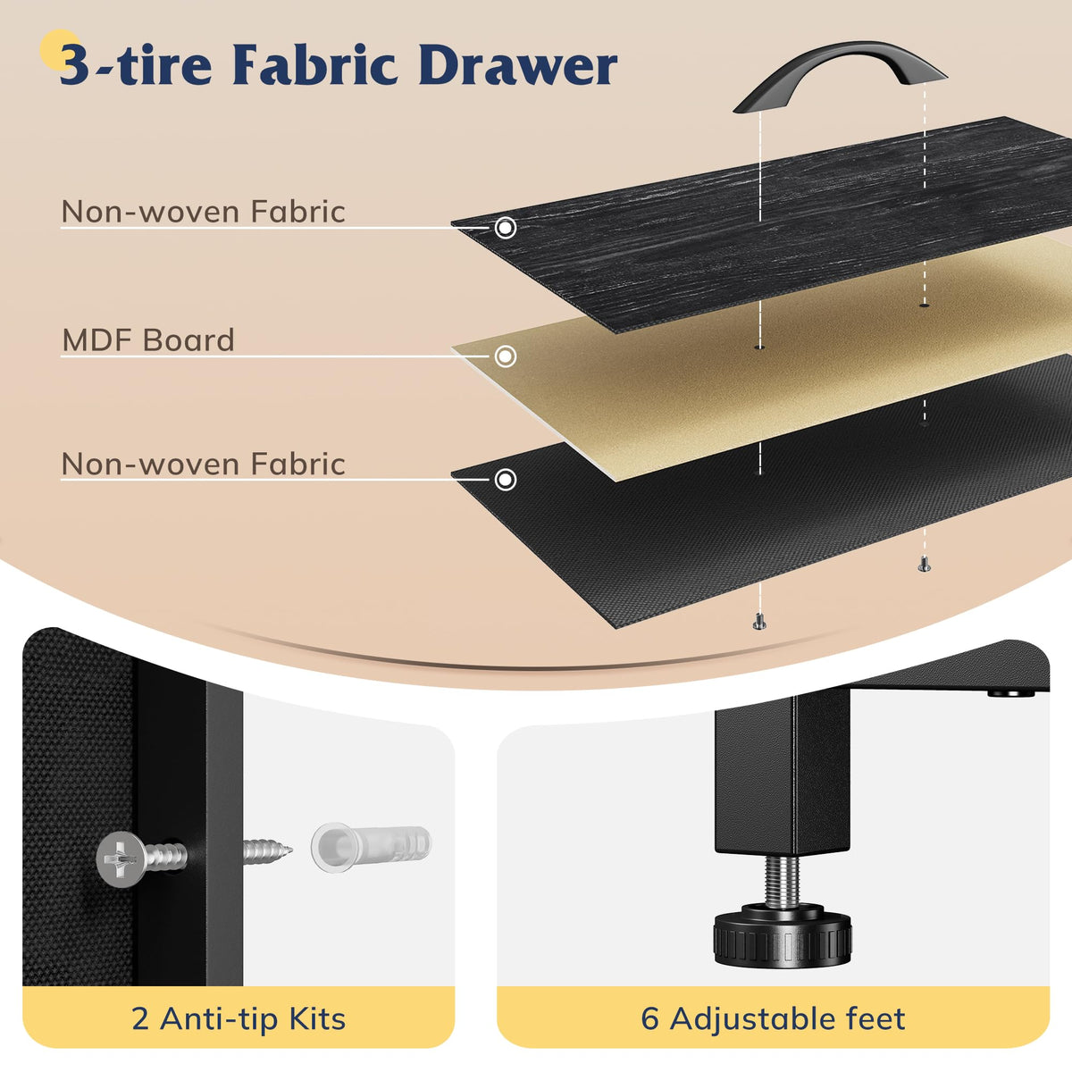 Black 9 Drawer Dresser G289