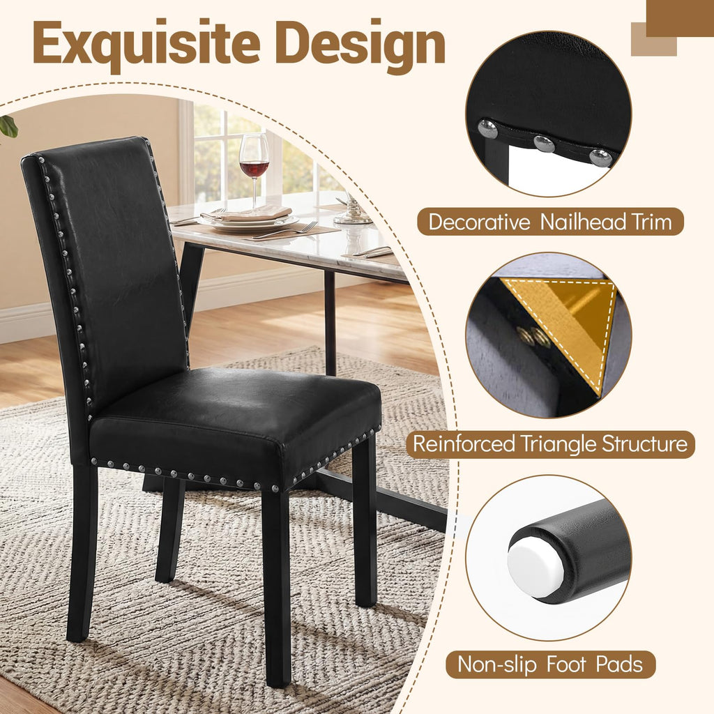 Black Faux Leather Upholstered Dining Chairs Set of 4 E8092