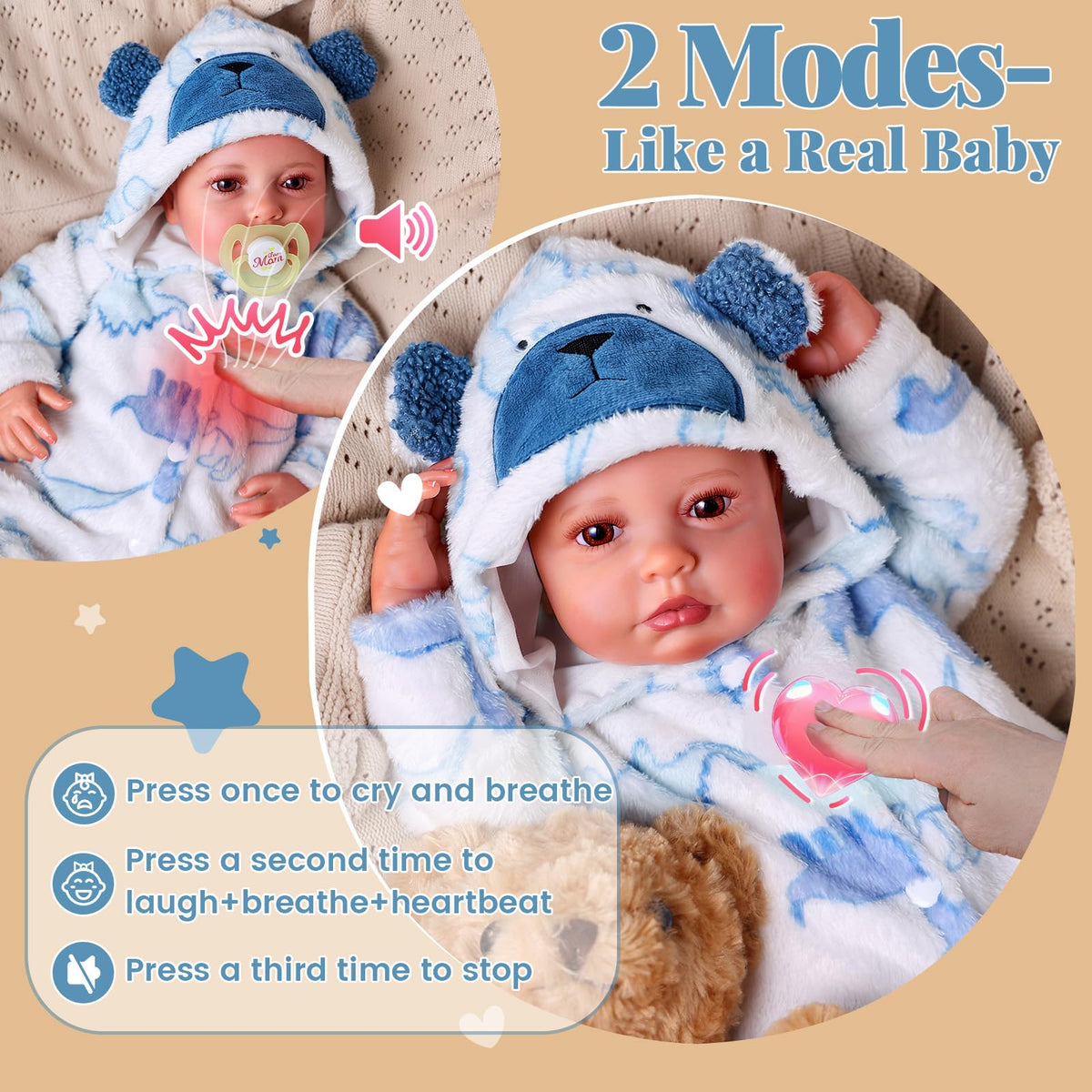 Reborn Baby Dolls with Breathing, Heartbeat, Coos & Conversation P849535