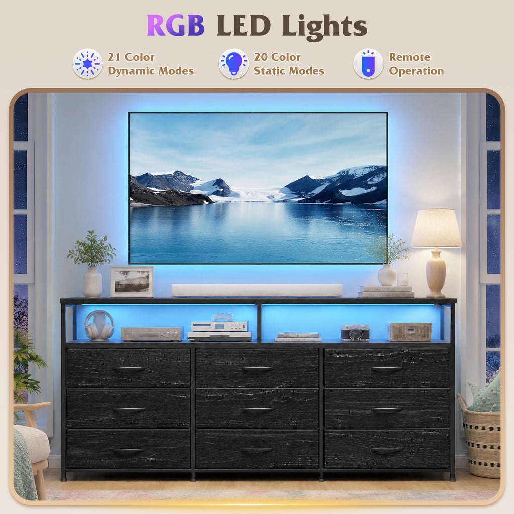 Black 9 Drawer Dresser G289