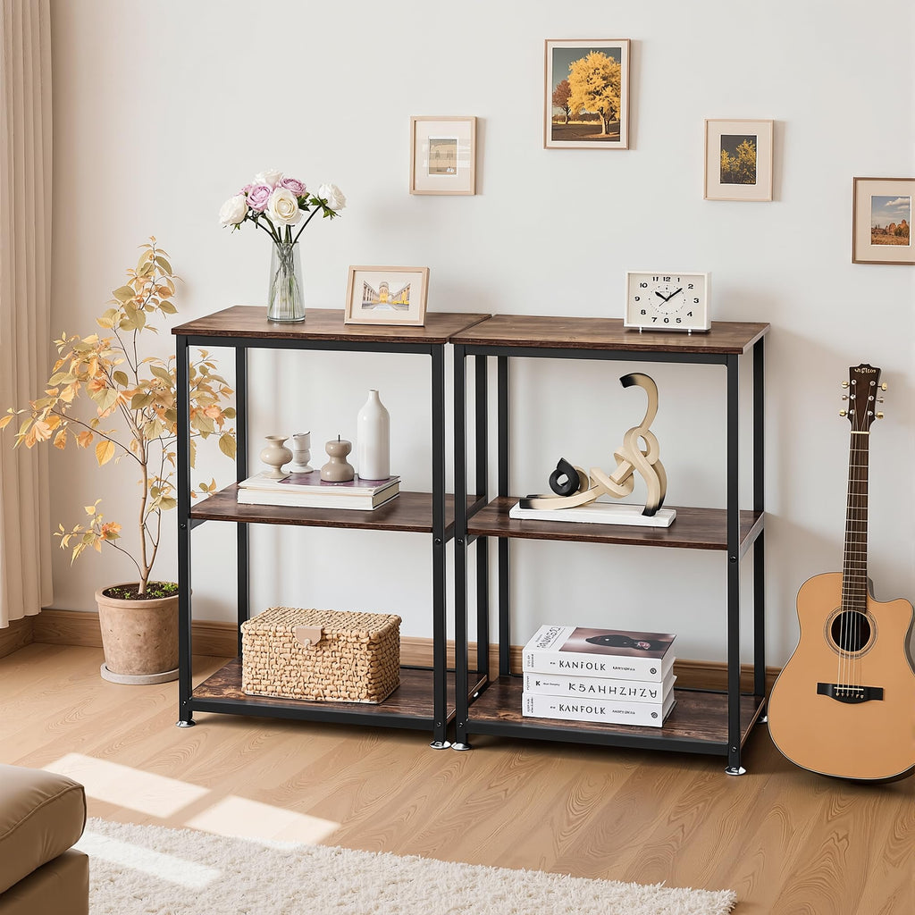 Tall End Side Table with 3-Tier Storage Shelf M8808