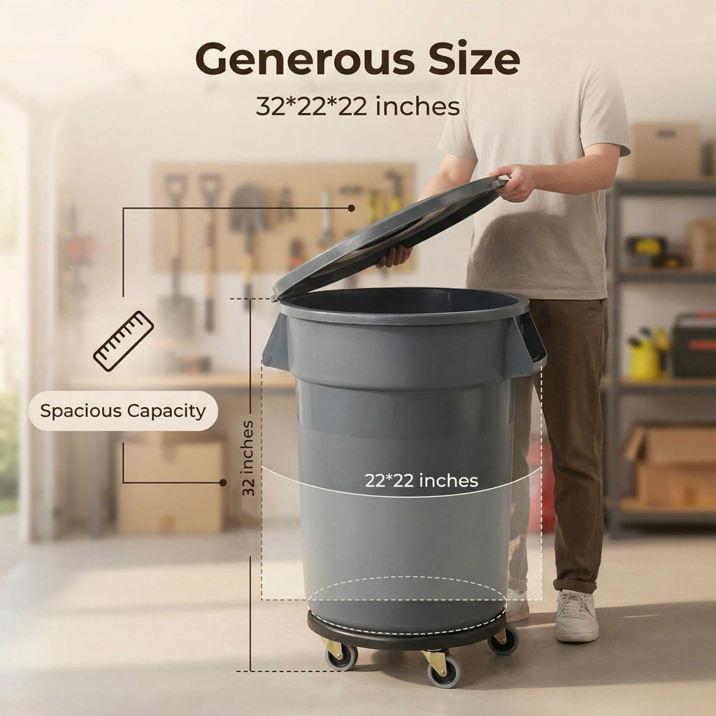 32 Gallon Outdoor Trash Can with Lid and Wheels Q60983