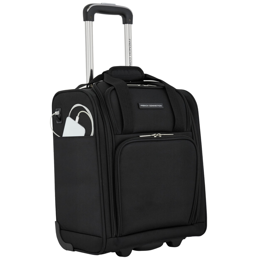 16" Underseat Carry-On Luggage with USB/USB-C Ports, Black Q115