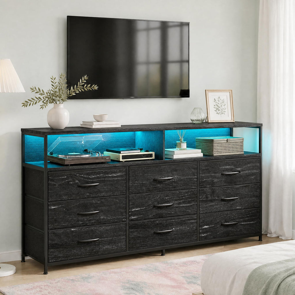 Black 9 Drawer Dresser G289