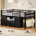 Black Twin Size Low Loft Bed with 8 Storage Drawers Z835