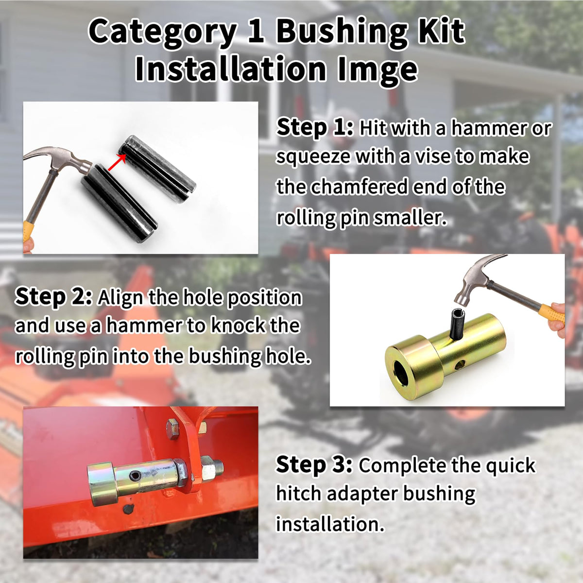 Quick Hitch Adapter Bushing Set with Top Link Bushings, 2 Pair, Gold T1195
