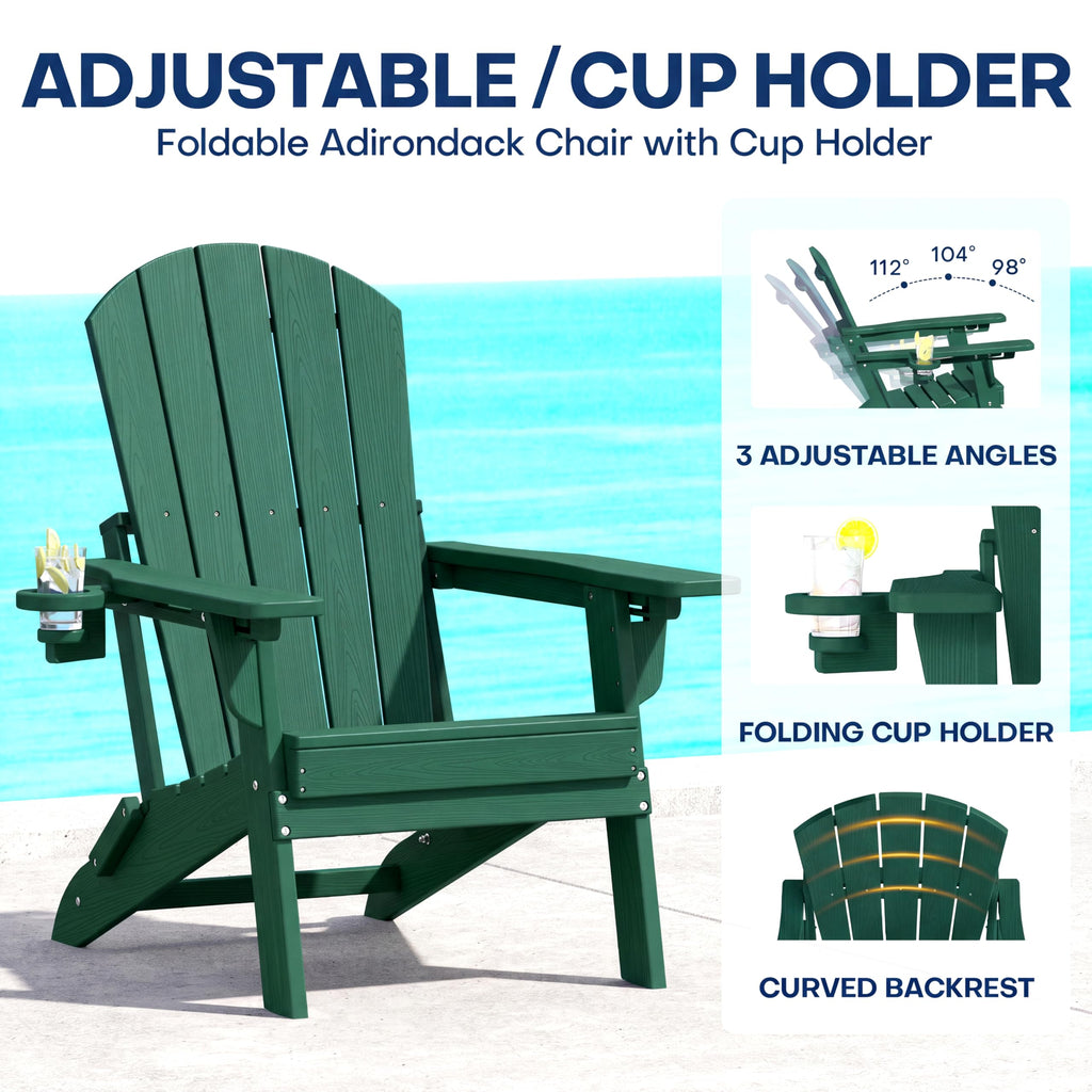 Folding Adjustable Adirondack Chair Set of 2 Green C44330