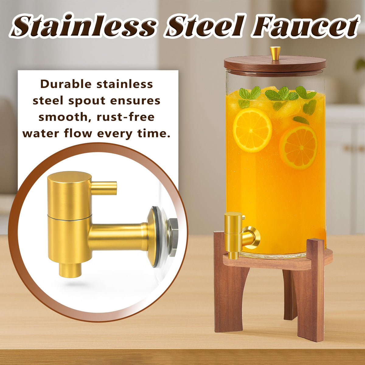 1.5 Gallon Glass Beverage Dispenser with Stand W580