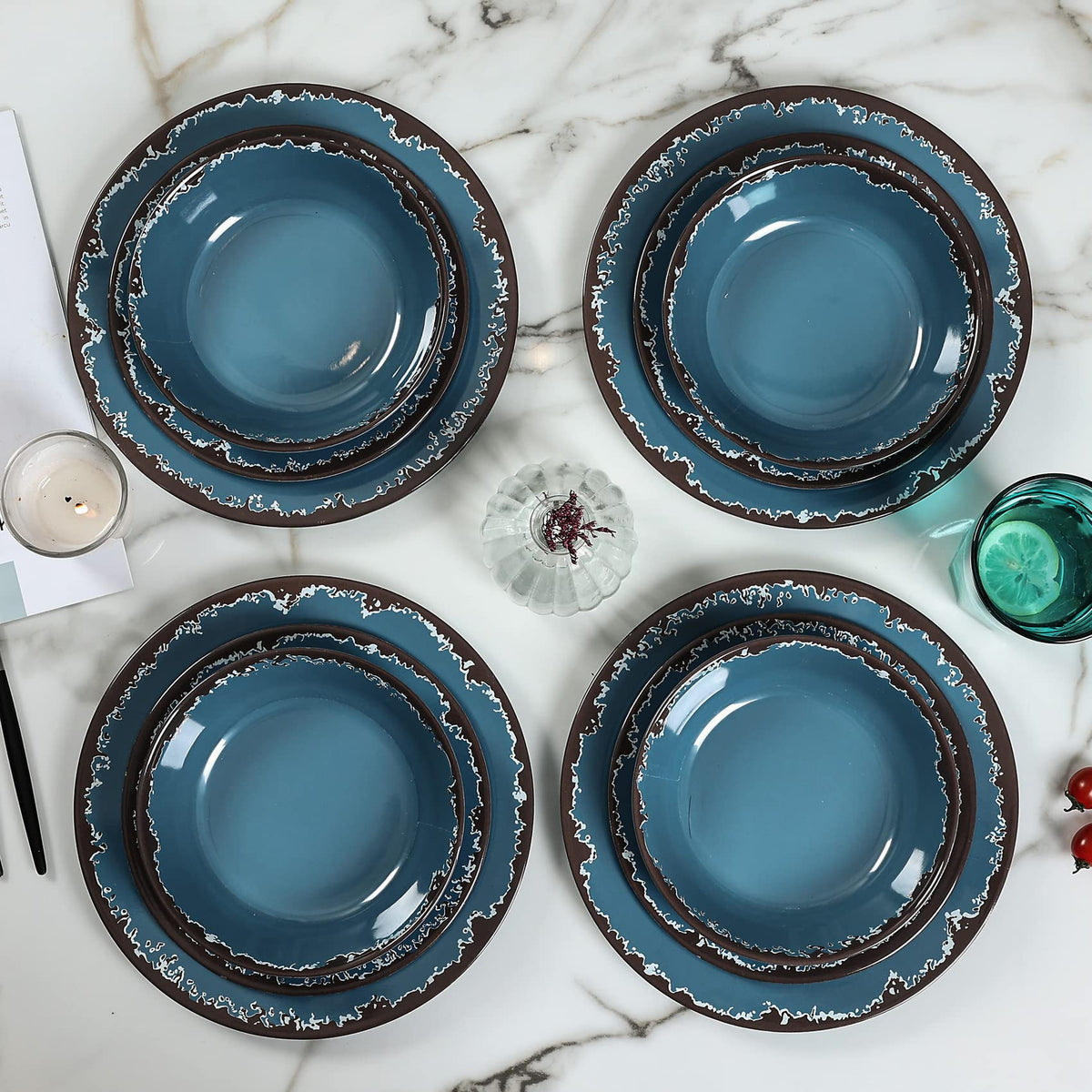 Blue 12-Piece Melamine Dinnerware Set I997428
