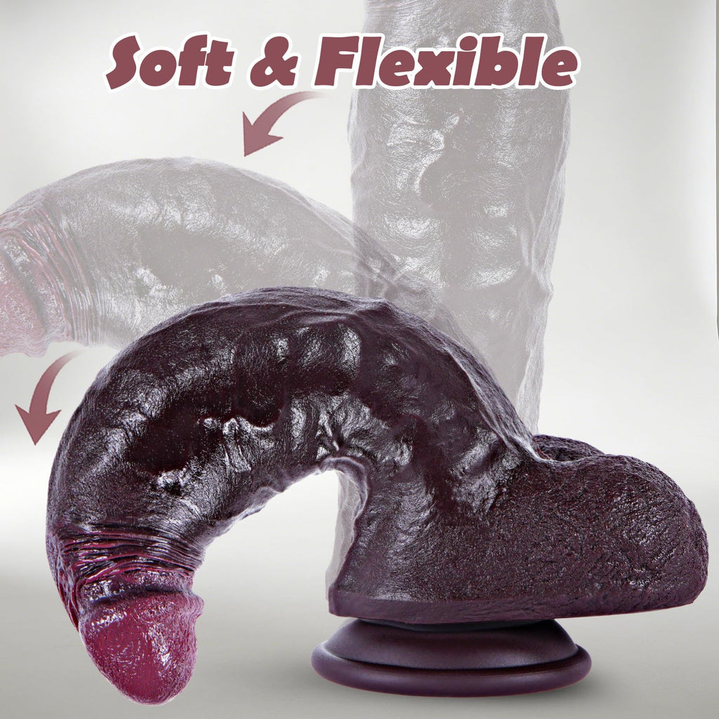 9.7" Dual Density Black Dildo with Suction Cup N923