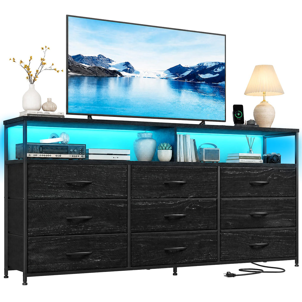 Black 9 Drawer Dresser G289