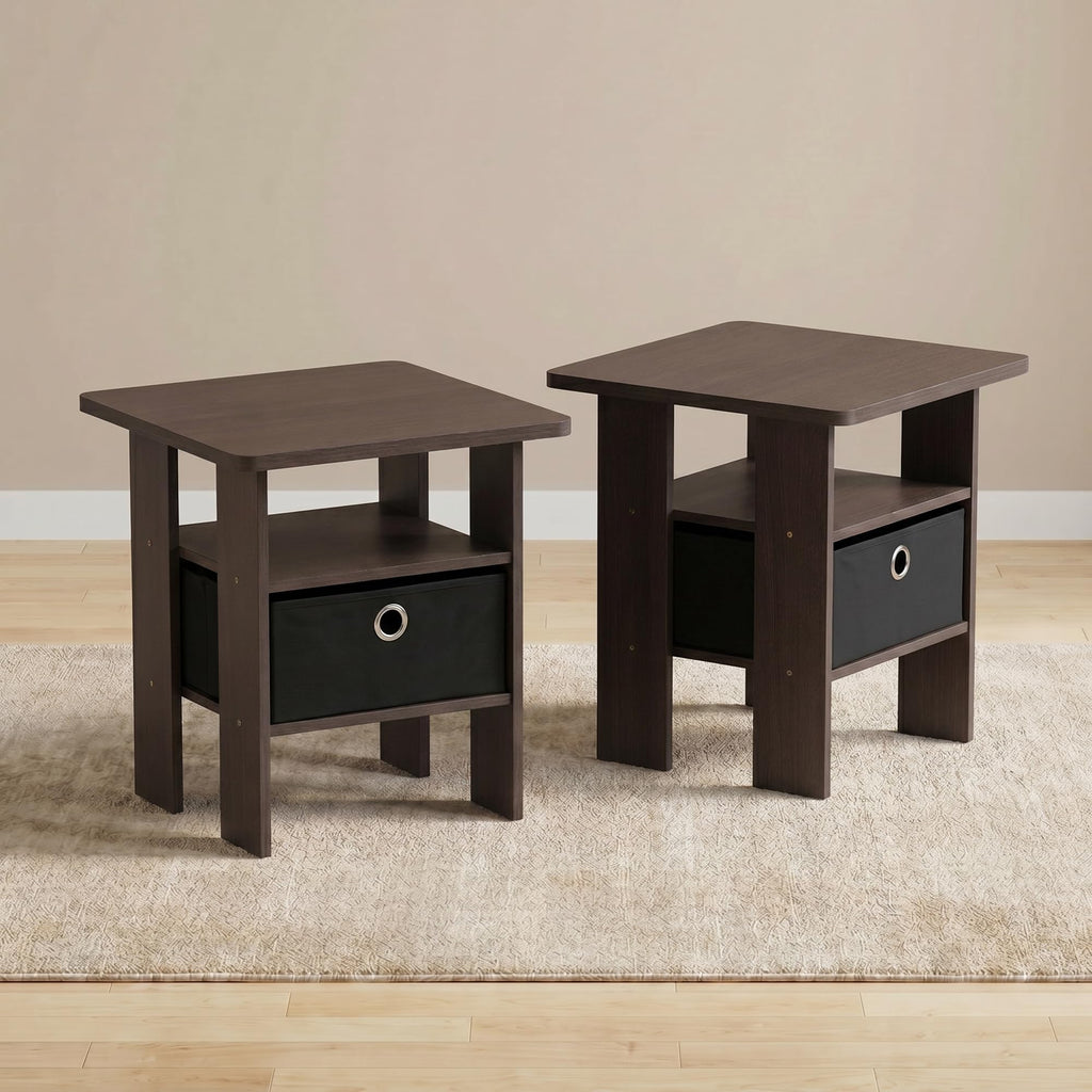 Brown 3-Tier Square Side Table Set of 2 L2656