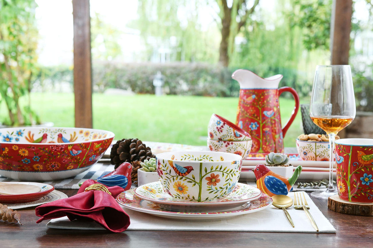 Red Ceramic 16 pcs Dinnerware Set, Service for 4 O927