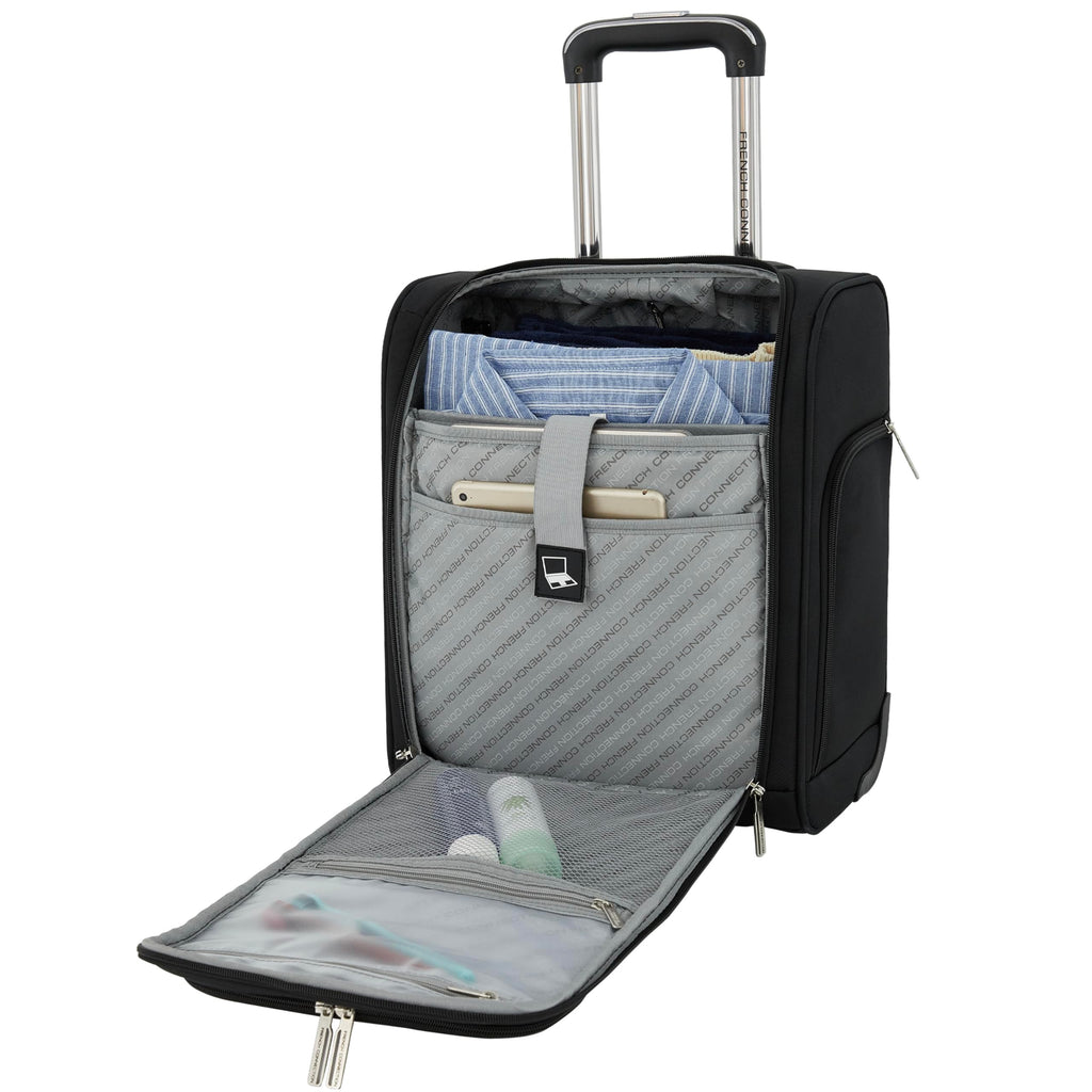 16" Underseat Carry-On Luggage with USB/USB-C Ports, Black Q115