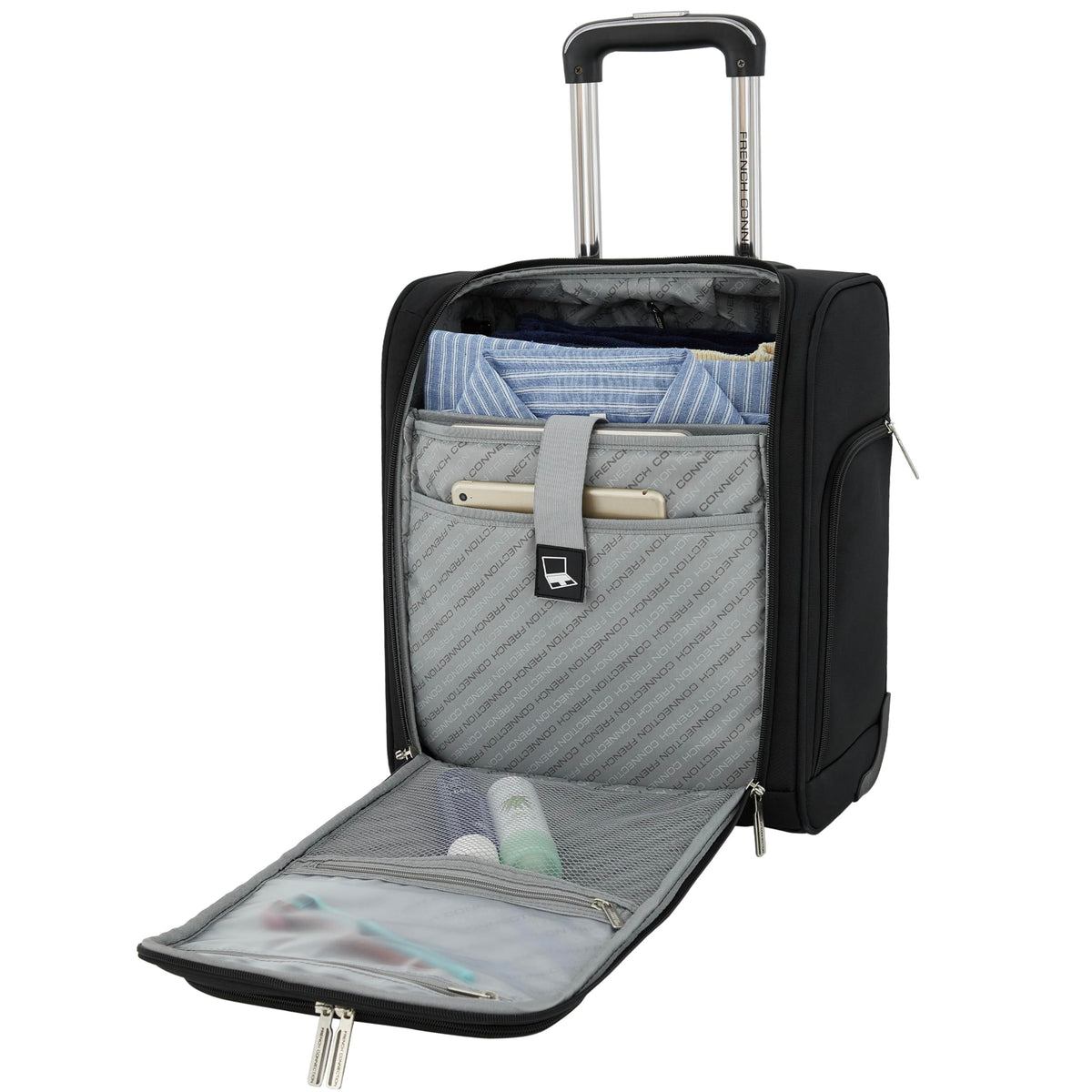 16" Underseat Carry-On Luggage with USB/USB-C Ports, Black Q115