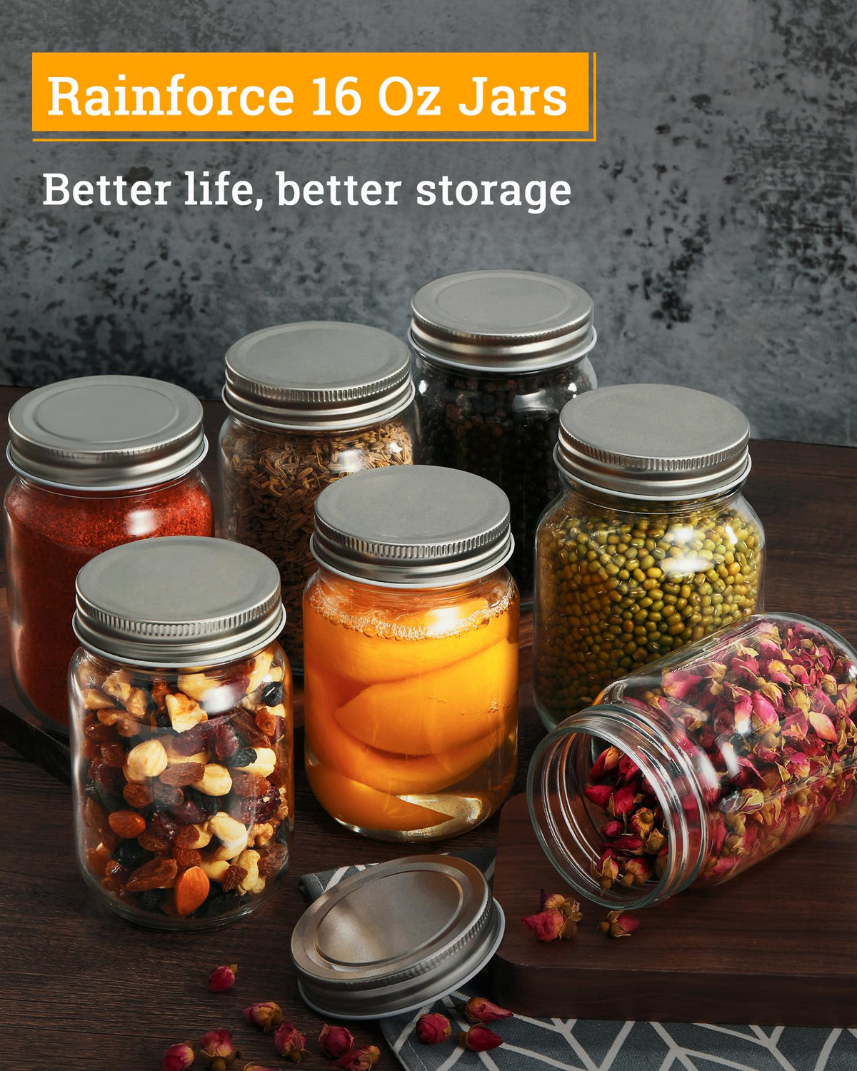 16 oz Mason Jars with Silver Lids 15 Pack A235
