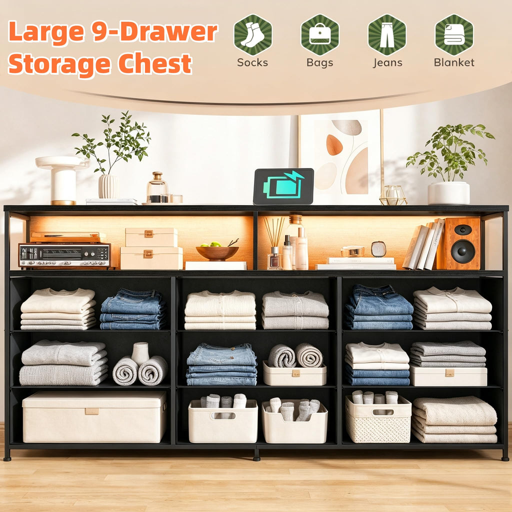 Black 9 Drawer Dresser G289