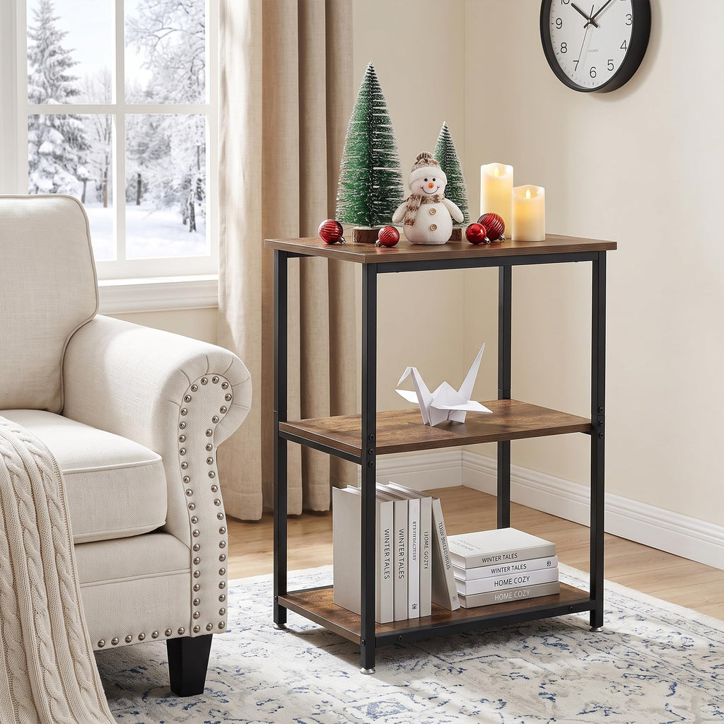 Tall End Side Table with 3-Tier Storage Shelf M8808