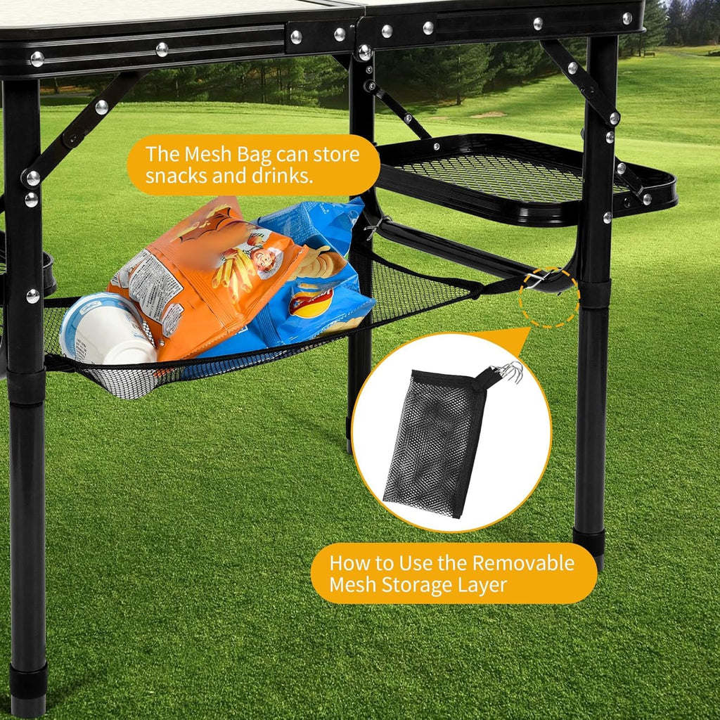 Folding Aluminum Camping Table 3-Height Adjustable with Carry Handle W2014