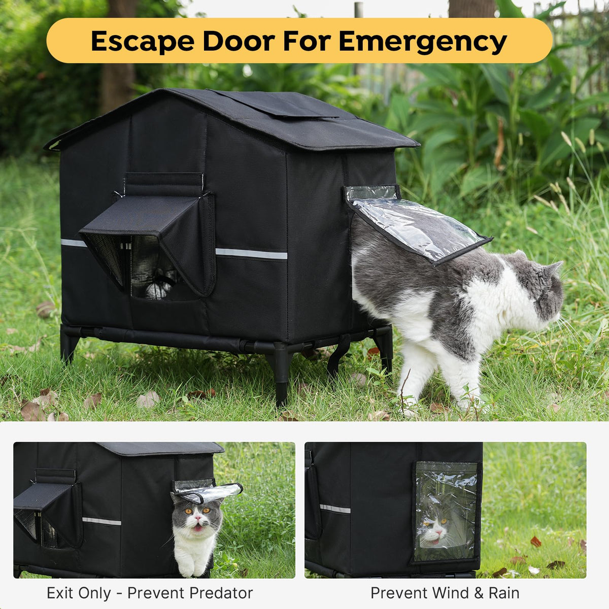 Weatherproof Elevated Insulated Outdoor Cat House Y795045