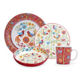 Red Ceramic 16 pcs Dinnerware Set, Service for 4 O927