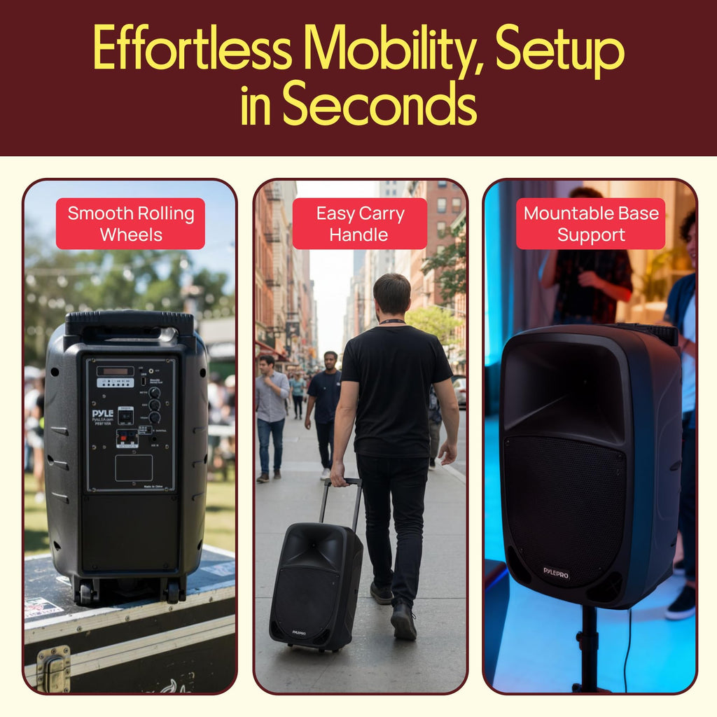 1000W Portable Bluetooth PA Speaker with 10'' Subwoofer and Wireless Mic Y16356