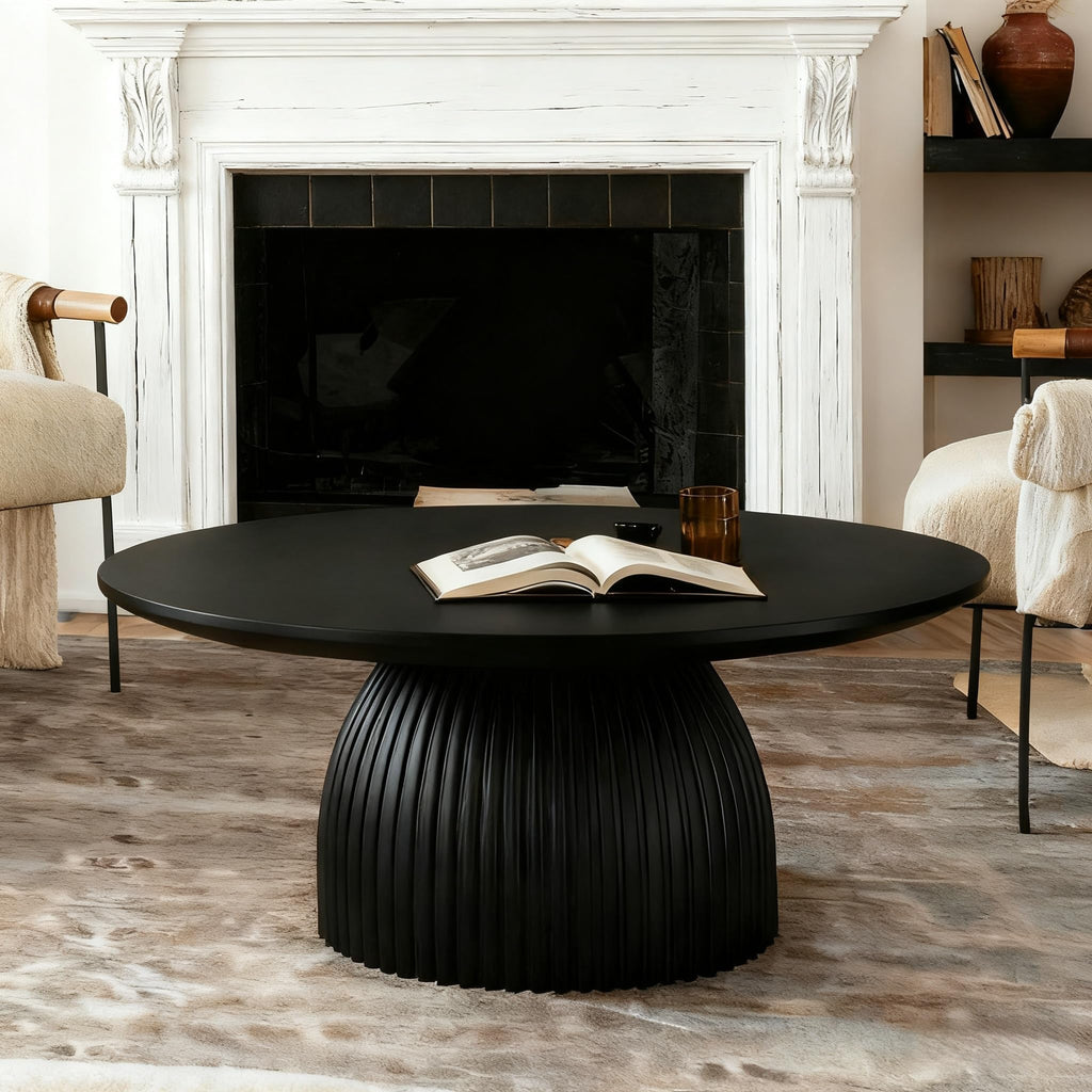 Black Round Drum Coffee Table X329434