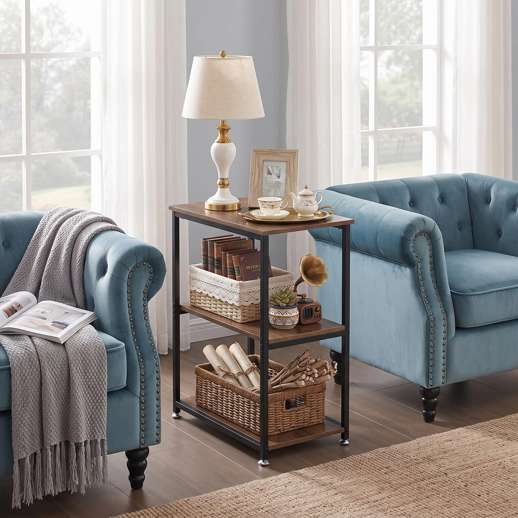 Tall End Side Table with 3-Tier Storage Shelf M8808