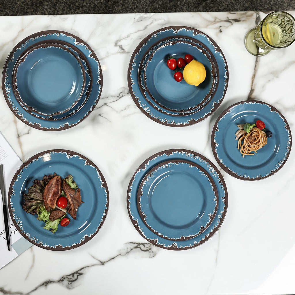 Blue 12-Piece Melamine Dinnerware Set I997428