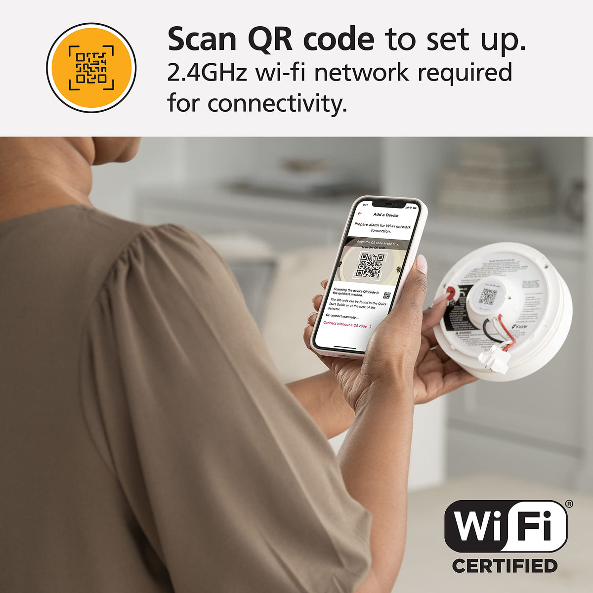 Smart WiFi Hardwired Smoke Detector with Battery Backup Z17901