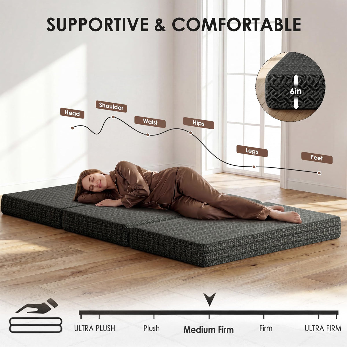 Queen Tri-Fold Memory Foam Mattress K282