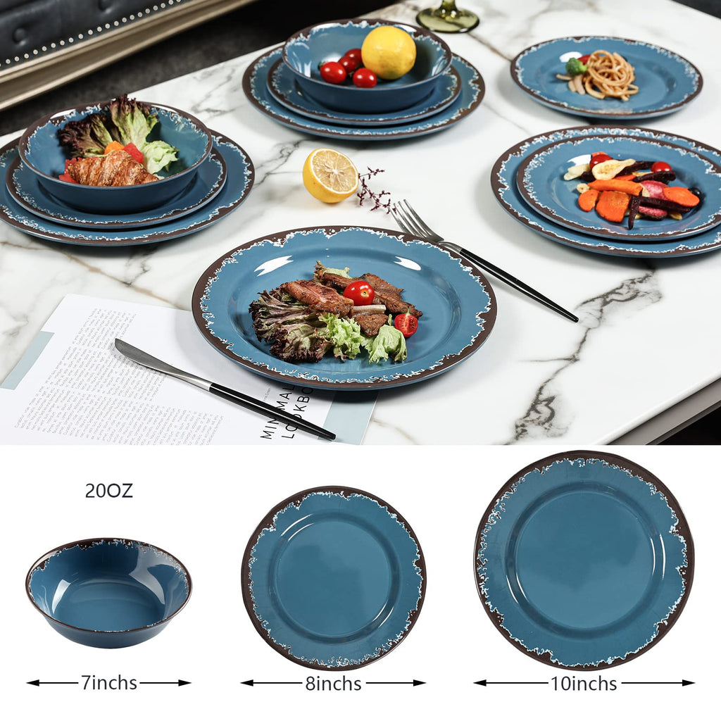 Blue 12-Piece Melamine Dinnerware Set I997428