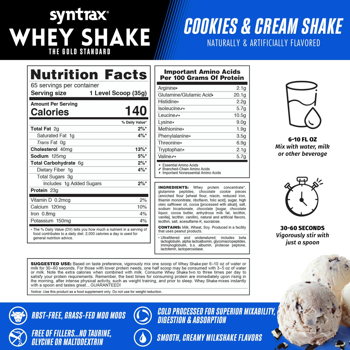 Whey Protein Powder Blend Cookies & Cream 5 lb Y112
