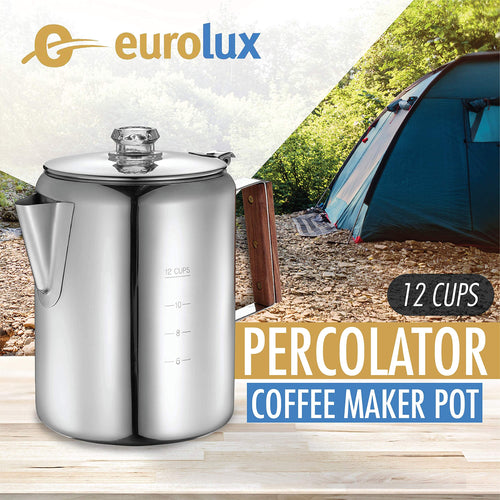12 Cup Stainless Steel Percolator Coffee Maker Pot D548344